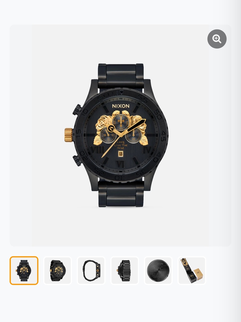 Nixon Black and Gold Floral Chronograph Watch 2 pac